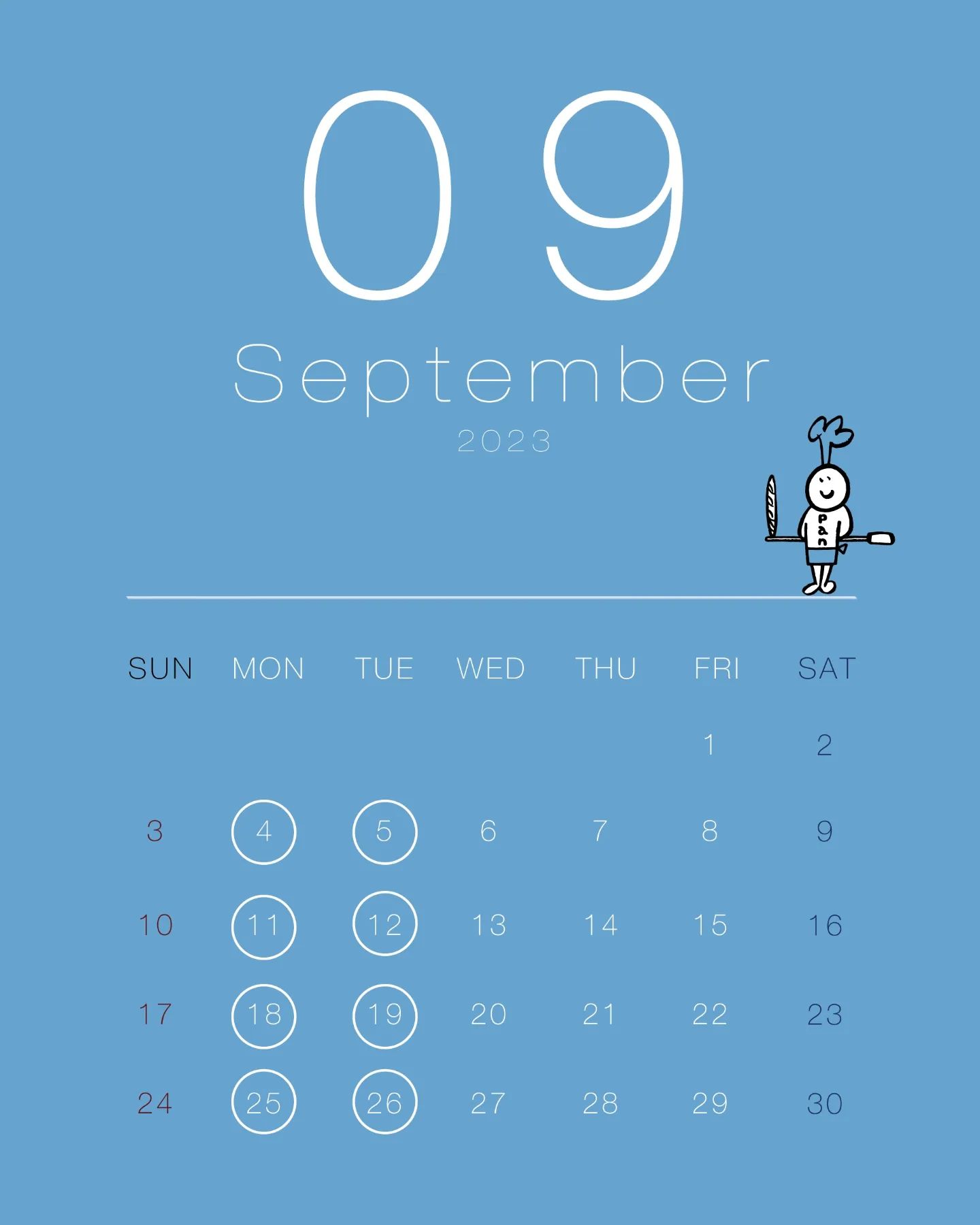 2023年9月の営業日（2022.09.01）